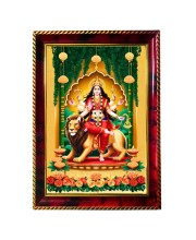 Goddess Maa Durga Photo Frame For Wall & Table | 7x9 Inch Golden Cherry Finish | Decorative Goddess Maa Durga Photo Frame For Home, Office & Pooja Room (F11414)