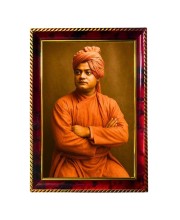 Swami Vivekananda Photo Frame For Wall & Table | 7x9 Inch Golden Cherry Finish | Decorative Swami Vivekananda Photo Frame For Home, Office & Pooja Room (F11737)