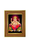 Lord Ganesha Photo Frame 10x14 Inches-Brown Wooden Frame For Home, Office & Temple Decoration And Gifting (F6423)