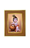 Little Gopal Photo Frame 10x14 Inches-Brown Wooden Frame For Home, Office & Temple Decoration And Gifting (F6266)