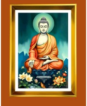 Golden Photo Frame - 10x14 Inches | Elegant Wooden Frame For Home, Office & Temple Decoration | Spiritual Wall & Table Decor and Gift Item