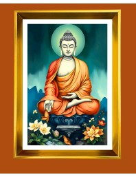 Golden Photo Frame - 10x14 Inches | Elegant Wooden Frame For Home, Office & Temple Decoration | Spiritual Wall & Table Decor and Gift Item