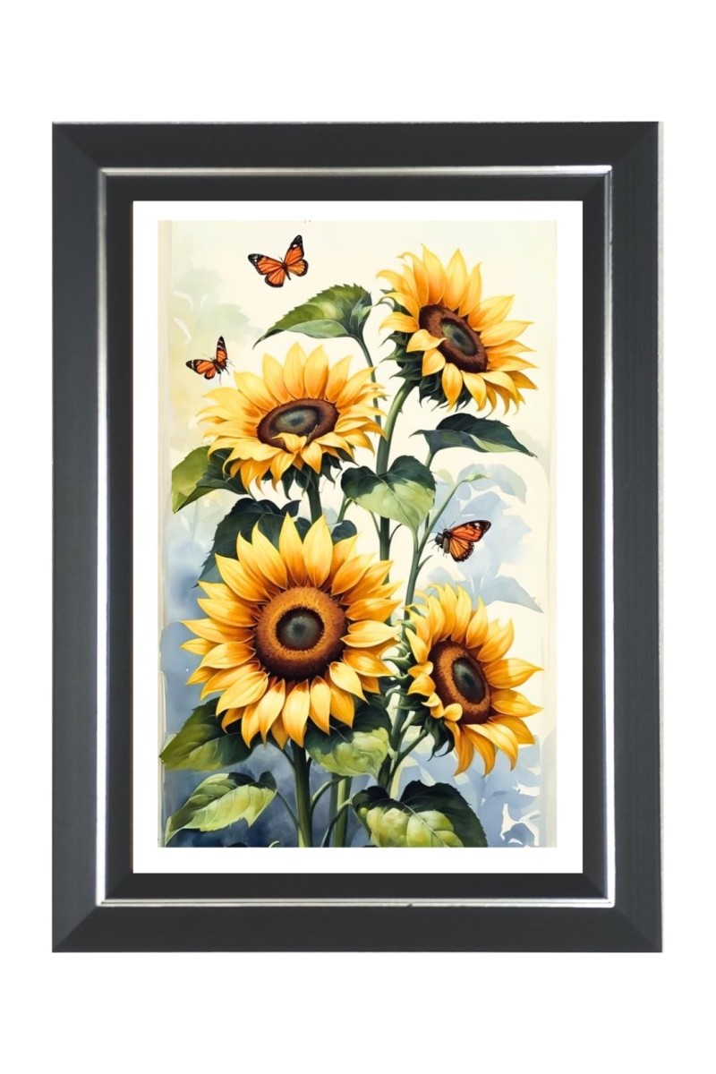 Sunflower Photo Wall & Table Frame | 10x14 Inch Black Designer | Perfect For Gifting & Home Decor (F9657)