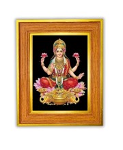 God Maa Lakhsmi Photo Frame 10x14 Inches-Brown Wooden Frame For Home, Office & Temple Decoration And Gifting (F6461)