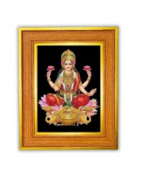 God Maa Lakhsmi Photo Frame 16x20 Inches-Brown Wooden Frame For Home, Office & Temple Decoration And Gifting (F6461)