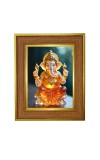 Lord Ganesha Ji Photo Frame 10x14 Inches-Brown Wooden Frame For Home, Office & Temple Decoration And Gifting (F6241)