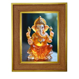 Lord Ganesha Ji Photo Frame 18x22 Inches-Brown Wooden Frame For Home, Office & Temple Decoration And Gifting (F6241)