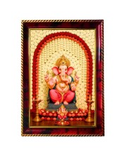 Lord Ganesha Photo Frame For Wall & Table | 7x9 Inch Golden Cherry Finish | Decorative Lord Ganesha Photo Frame For Home, Office & Pooja Room (F11624)