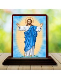 Car Desk/Table Top Lord Jesus Wooden Photo Stand 3x4 Inches, Compact & Stylish Spiritual Display For Car, Home & Office (Pack Of 1) (F14442)