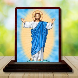Car Desk/Table Top Lord Jesus Wooden Photo Stand 3x4 Inches, Compact & Stylish Spiritual Display For Car, Home & Office (Pack Of 1) (F14442)
