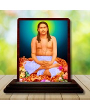 Car Desk/Table Top Swami Nigamananda Paramahansa Wooden Photo Stand 3x4 Inches, Compact & Stylish Spiritual Display For Car, Home & Office (Pack Of 1) (F14455)