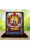 Car Desk/Table Top Lord Shiva Wooden Photo Stand 3x4 Inches, Compact & Stylish Spiritual Display For Car, Home & Office (Pack Of 1) (F14182)