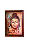 Serene Buddha Photo Frame For Wall & Table | 7x9 Inch Golden Cherry Finish | Decorative Serene Buddha Photo Frame For Home, Office & Pooja Room (F11487)