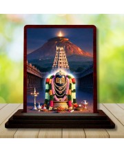 Car Desk/Table Top Arunachaleshwara Temple Wooden Photo Stand 3x4 Inches, Compact & Stylish Spiritual Display For Car, Home & Office (Pack Of 1) (F14336)