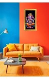 Lord Ganesh Digital Golden Color Photo Frame | Hindu Religious Wall Decor | 12x19 Inches - Inspirational Wall Art For Office, Home Decor - Ideal Spiritual Gift (F10333)