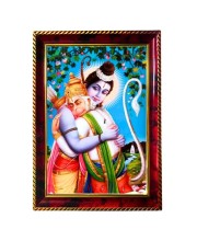 Lord Rama Hanuman Photo Frame For Wall & Table | 7x9 Inch Golden Cherry Finish | Decorative Lord Rama Hanuman Photo Frame For Home, Office & Pooja Room (F11845)