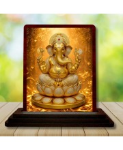Car Desk/Table Top Lord Ganesha Wooden Photo Stand â€“ 3x4 Inches, Compact & Stylish Spiritual Display For Car, Home & Office (Pack Of 1) (F15089)