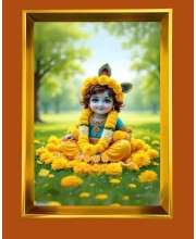 Golden Photo Frame - 10x14 Inches | Elegant Wooden Frame For Home, Office & Temple Decoration | Spiritual Wall & Table Decor and Gift Item