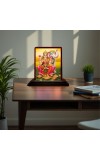 Car Desk/Table Top Goddess Lakshmi Wooden Photo Stand 3x4 Inches, Compact & Stylish Spiritual Display For Car, Home & Office (Pack Of 1) (F14556)