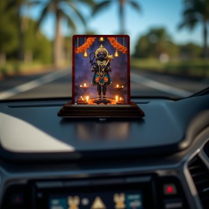 Car Desk/Table Top Lord Hanuman Wooden Photo Stand 3x4 Inches, Compact & Stylish Spiritual Display For Car, Home & Office (Pack Of 1) (F15057) Car Desk/Table Top Lord Hanuman Wooden Photo Stand 3x4 Inches, Compact & Stylish Spiritual Display For Car, Home & Office (Pack Of 1) (F15057)