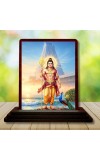 Car Desk/Table Top Lord Karthikeya Wooden Photo Stand 3x4 Inches, Compact & Stylish Spiritual Display For Car, Home & Office (Pack Of 1) (F14333)