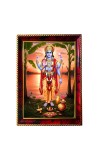 Lord Vishnu Photo Frame For Wall & Table | 7x9 Inch Golden Cherry Finish | Decorative Lord Vishnu Photo Frame For Home, Office & Pooja Room (F11786)