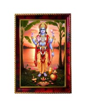 Lord Vishnu Photo Frame For Wall & Table | 7x9 Inch Golden Cherry Finish | Decorative Lord Vishnu Photo Frame For Home, Office & Pooja Room (F11786)