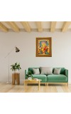 Lakshmi Narasimha Photo Frame 10x14 Inches-Brown Wooden Frame For Home, Office & Temple Decoration And Gifting (F6284)