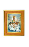 Maa Saraswati Photo Frame 10x14 Inches-Brown Wooden Frame For Home, Office & Temple Decoration And Gifting (F6463)