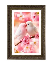 White Love Birds Big Photo Frame - 20x28 Inches For Home,Temple & Office Decoration (F10676)