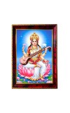 Goddess Saraswathi Photo Frame For Wall & Table | 7x9 Inch Golden Cherry Finish | Decorative Goddess Saraswathi Photo Frame For Home, Office & Pooja Room (F11785)