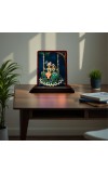 Car Desk/Table Top Radha Krishna Wooden Photo Stand 3x4 Inches, Compact & Stylish Spiritual Display For Car, Home & Office (Pack Of 1) (F14522)