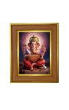 Lord Ganesha Photo Frame 10x14 Inches-Brown Wooden Frame For Home, Office & Temple Decoration And Gifting (F6275)