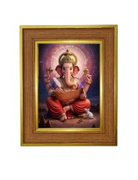 Lord Ganeshaa Photo Frame 12x16 Inches-Brown Wooden Frame For Home, Office & Temple Decoration And Gifting (F6275)