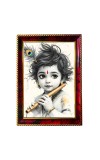 Little Krishna Photo Frame For Wall & Table | 7x9 Inch Golden Cherry Finish | Decorative Little Krishna Photo Frame For Home, Office & Pooja Room (F11758)