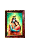 Radha Krishna Love Photo Frame For Wall & Table | 7x9 Inch Golden Cherry Finish | Decorative Radha Krishna Love Photo Frame For Home, Office & Pooja Room (F11603)