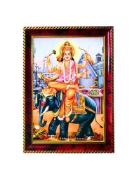 Lord Vishwakarma Photo Frame For Wall & Table | 7x9 Inch Golden Cherry Finish | Decorative Lord Vishwakarma Photo Frame For Home, Office & Pooja Room (F11404)