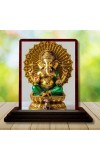 Car Desk/Table Top Lord Ganesha Wooden Photo Stand 3x4 Inches, Compact & Stylish Spiritual Display For Car, Home & Office (Pack Of 1) (F14262)