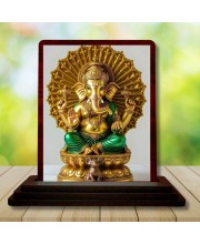 Car Desk/Table Top Lord Ganesha Wooden Photo Stand 3x4 Inches, Compact & Stylish Spiritual Display For Car, Home & Office (Pack Of 1) (F14262)