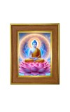 Lord Buddha Photo Frame 10x14 Inches-Brown Wooden Frame For Home, Office & Temple Decoration And Gifting (F6228)