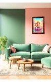 Lord Cute Ganesha Photo Frame For Wall & Table | 7x9 Inch Golden Cherry Finish | Decorative Lord Cute Ganesha Photo Frame For Home, Office & Pooja Room (F11339)