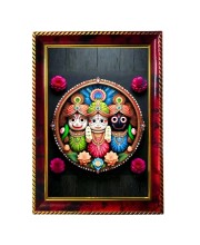 Lord Jagannath Photo Frame For Wall & Table | 7x9 Inch Golden Cherry Finish | Decorative Lord Jagannath Photo Frame For Home, Office & Pooja Room (F11416)