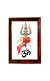 Om Symbol With Thrishul Photo Frame For Wall & Table | 7x9 Inch Golden Cherry Finish | Decorative Om Symbol With Thrishul Photo Frame For Home, Office & Pooja Room (F11670)