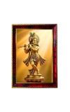Lord Krishna Photo Frame For Wall & Table | 7x9 Inch Golden Cherry Finish | Decorative Lord Krishna Photo Frame For Home, Office & Pooja Room (F11796)