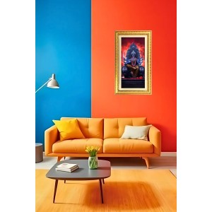 Mata Kali Digital Golden Color Photo Frame | Hindu Religious Wall Decor | 12x19 Inches - Inspirational Wall Art For Office, Home Decor - Ideal Spiritual Gift (F10389)