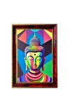 Colorful Buddha Photo Frame For Wall & Table | 7x9 Inch Golden Cherry Finish | Decorative Colorful Buddha Photo Frame For Home, Office & Pooja Room (F11443)