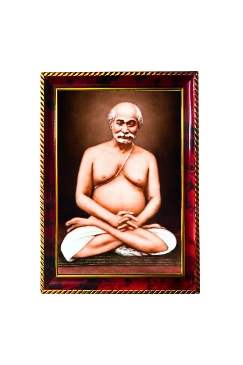 Lahiri Mahasaya Photo Frame For Wall & Table | 7x9 Inch Golden Cherry Finish | Decorative Lahiri Mahasaya Photo Frame For Home, Office & Pooja Room (F11752)