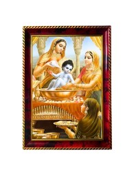 Shri Krishna Janmashtami Photo Frame For Wall & Table | 7x9 Inch Golden Cherry Finish | Decorative Shri Krishna Janmashtami Photo Frame For Home, Office & Pooja Room (F11355)