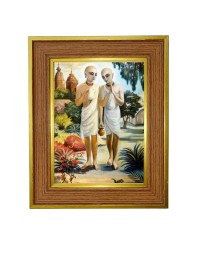 Gourangaa Mahaprabhu And Nityananda Mahaprabhu. Photo Frame 18x22 Inches-Brown Wooden Frame For Home, Office & Temple Decoration And Gifting (F6416)