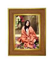 Anandamayi Ma Photo Frame 10x14 Inches-Brown Wooden Frame For Home, Office & Temple Decoration And Gifting (F6392)